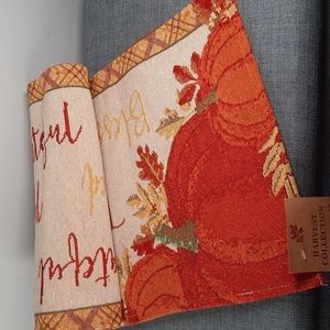 Fall Thanksgiving Farmhouse Dining Table Runner 72" Harvest Grateful Blessed